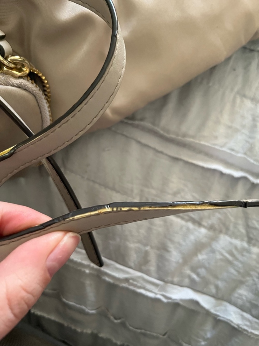 Michael Kors Beige Taupe Nylon Backpack with Leather Trim - Picture 5 of 7